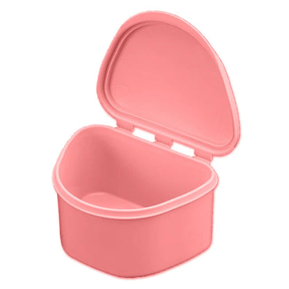 Plasdent - Denture Box - Light Pink 12/Bx. Plastic with Hinged Lid, 4"W x 3"L x