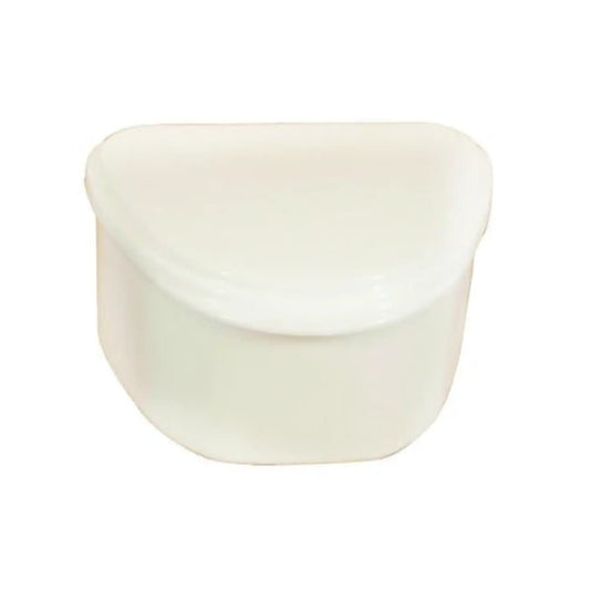 Plasdent - Denture Box - White 12/Bx. Plastic with Hinged Lid, 4"W x 3"L x 2"H
