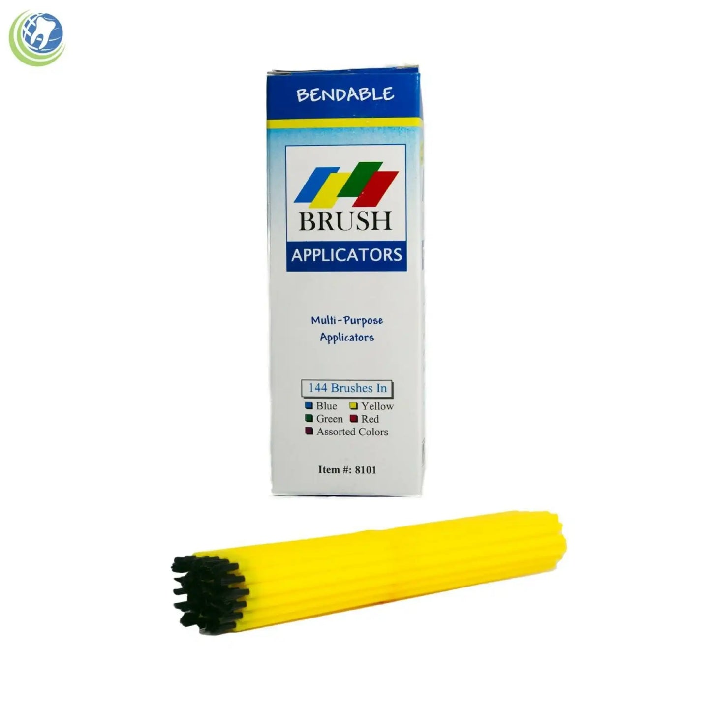 Plasdent - Disposable Brush Applicators, Yellow, Box of 144