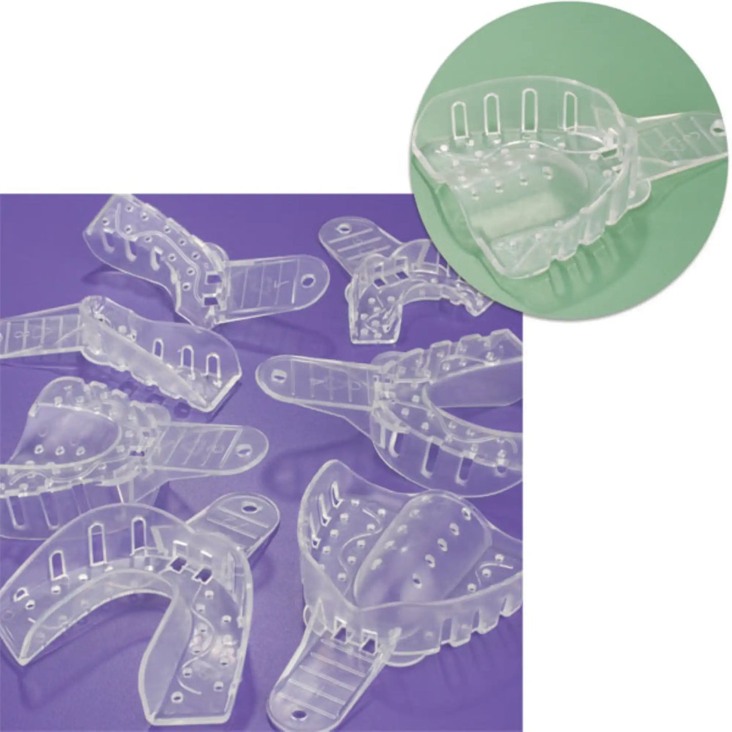 Plasdent - Excellent Crystal Impression Trays - #3 Medium Upper Arch - Perforated, Clear