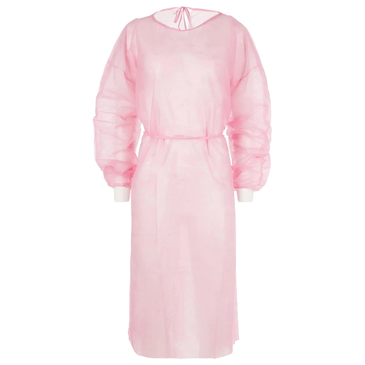 Plasdent - Premium Barrier Gown, Pink, Tie Back, Knit Cuff Sleeve, One Size Fits
