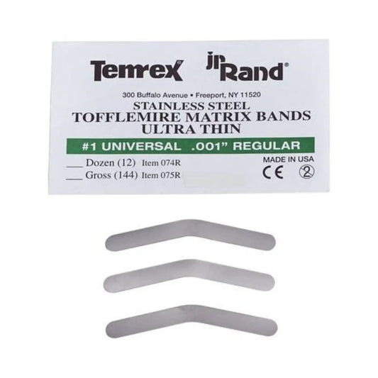 Temrex - JR Rand Tofflemire type #1 Adult Universal .001 gauge Ultra Thin Stainless **Discontinued see TE-075