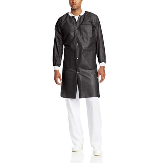ValuMax - Extra-Safe Lab Coats - Black 2X-Large 10/Pk. Knee-Length, Soft 3-layer SMS