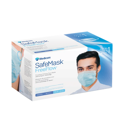 Medicom - SafeMask FreeFlow Level-1 Masks 50/Bx Blue