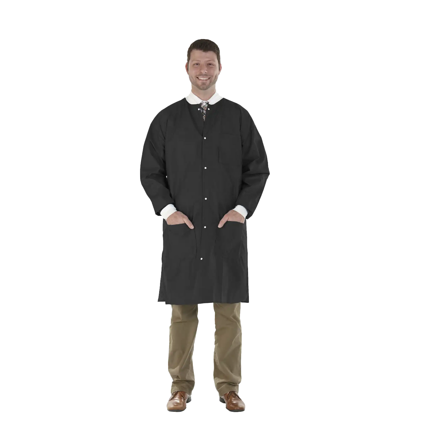 SafeWear Hi-Perform Lab Coat Black Large 12/Pk