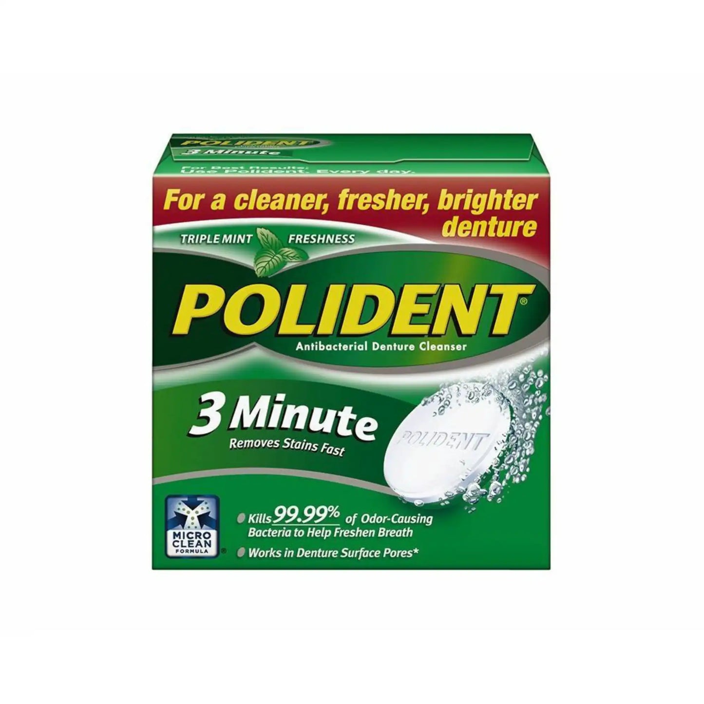 Polident? 3-Minute Denture Cleanser Dispenser Box, 6 Tablets/pk, 10 pk/dispenser bx, 12 bx/cs **Discontinued, see GLA-209026