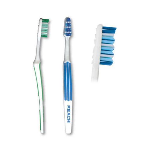Reach Advanced Design Toothbrush - Adult Soft Full 72/Pk. Raised rubber ridges