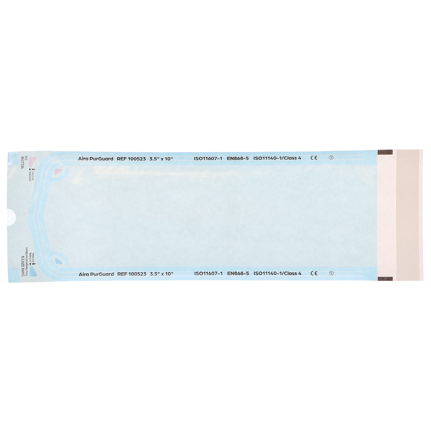 HSB - 3.50"?x?10" - Paper/Blue Film Self-Sealing Sterilization Pouch 200/Bx