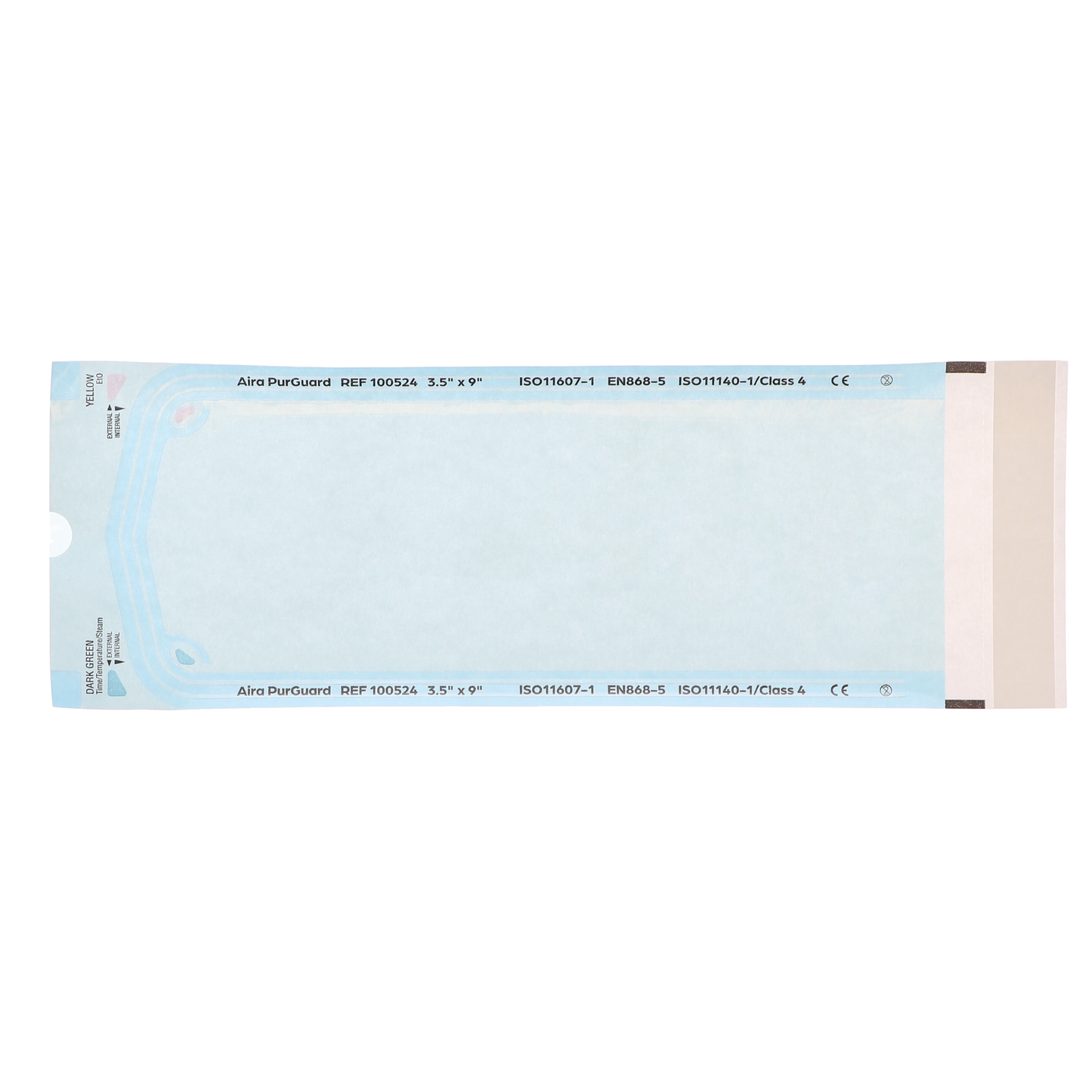 HSB - 3.50"?x?9" - Paper/Blue Film Self-Sealing Sterilization Pouch 200/Bx