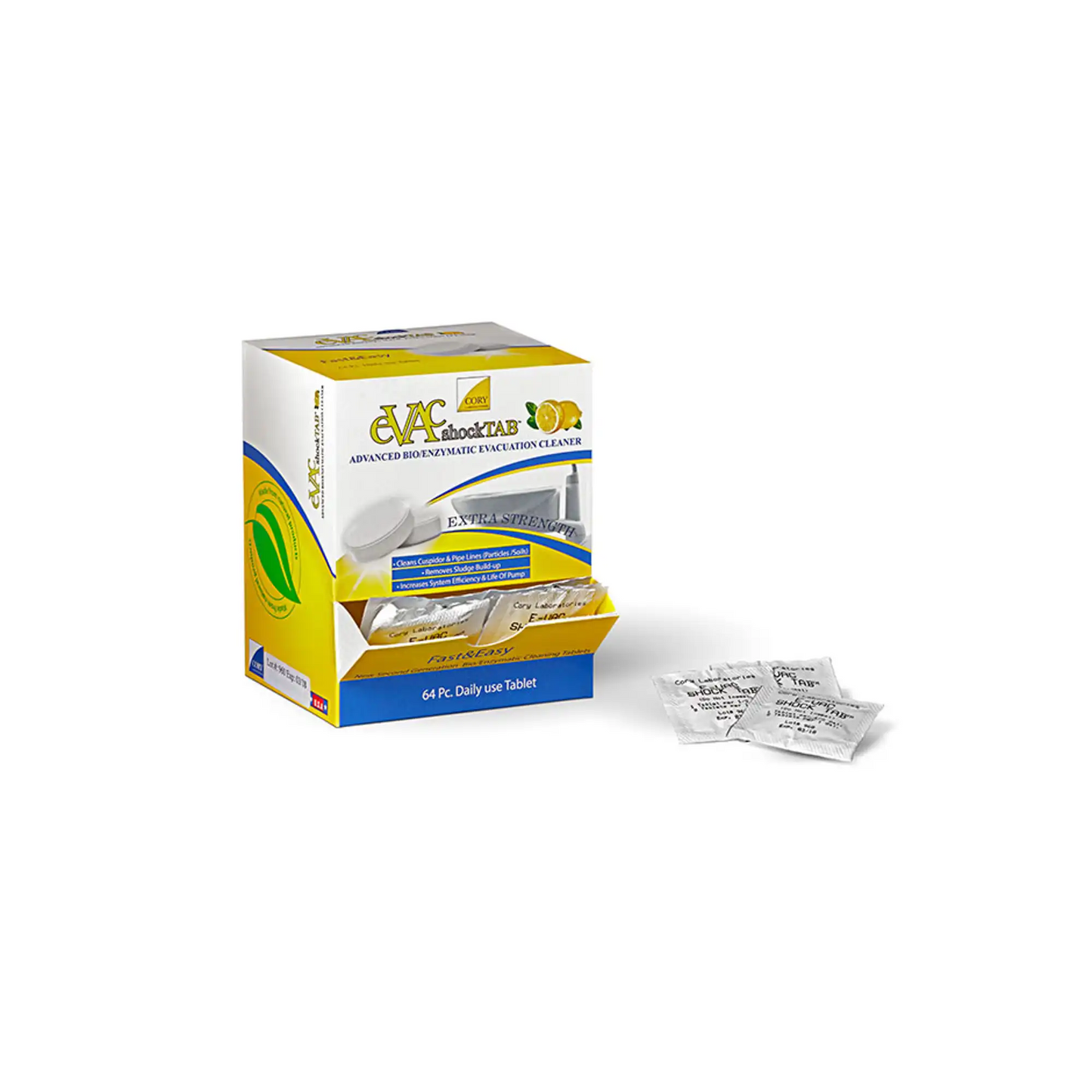 Evac Shock Tablets 64/box Advanced Bio/enzymatic Formula Non-Foaming Biodegradable Fresh Lemon