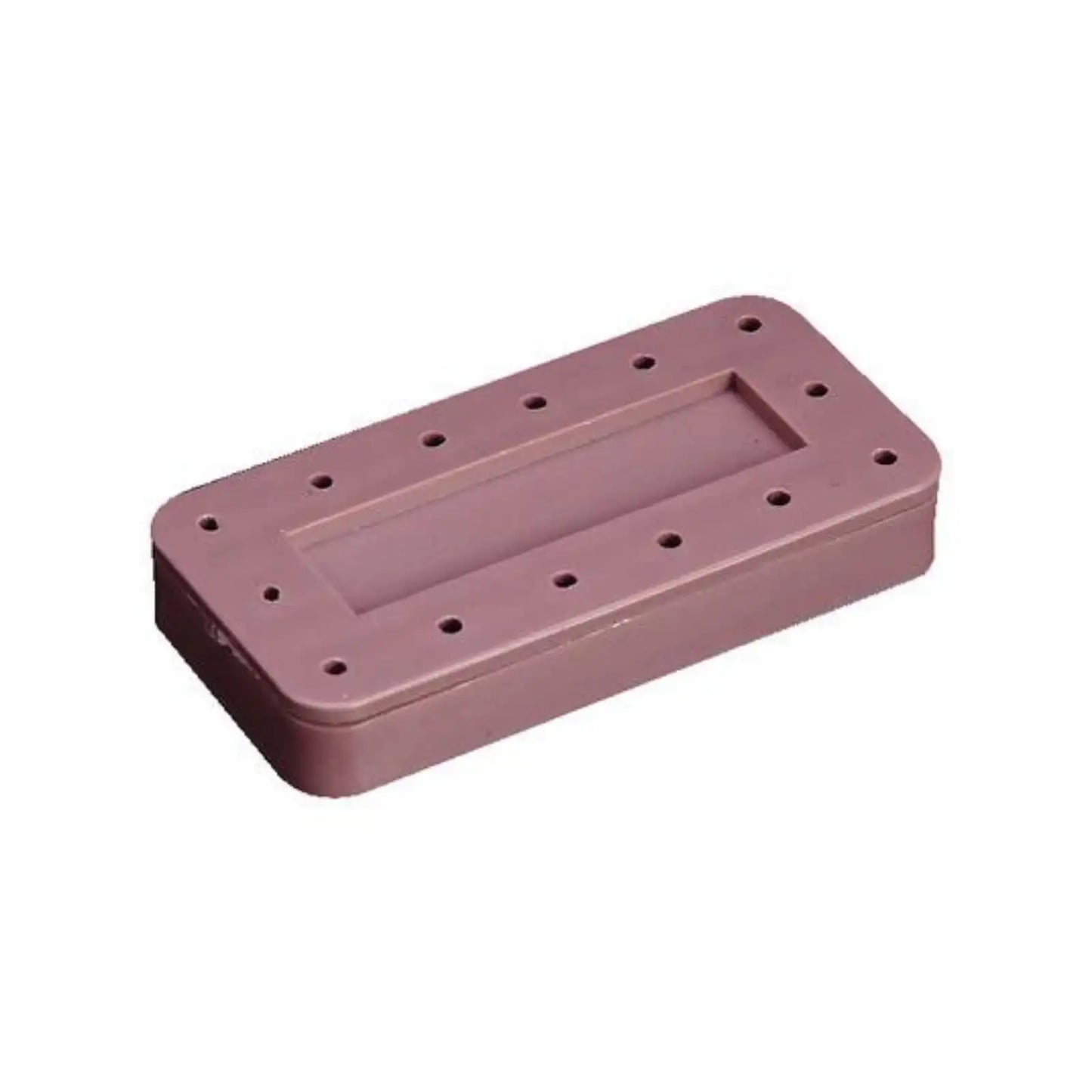 Silicone Magnetic Bur Block 14-Hole Rectangular Mauve