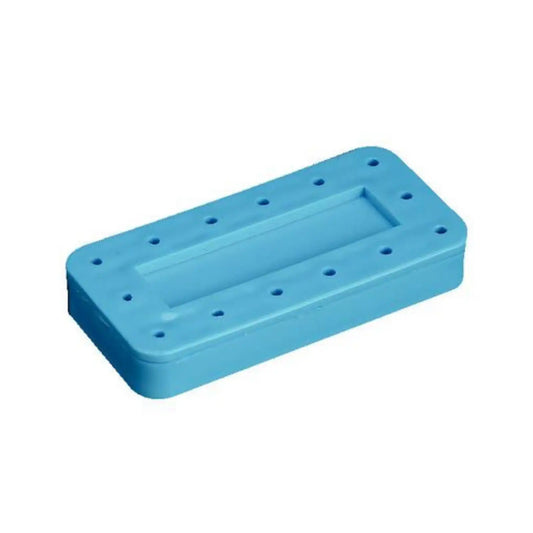 Plasdent - Silicone Magnetic Bur Block 14-Hole Rectangular Blue
