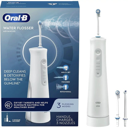 P&G - Oral-B Water Flosser Advanced. Includes handle, charger, and two nozzles. 3/cs