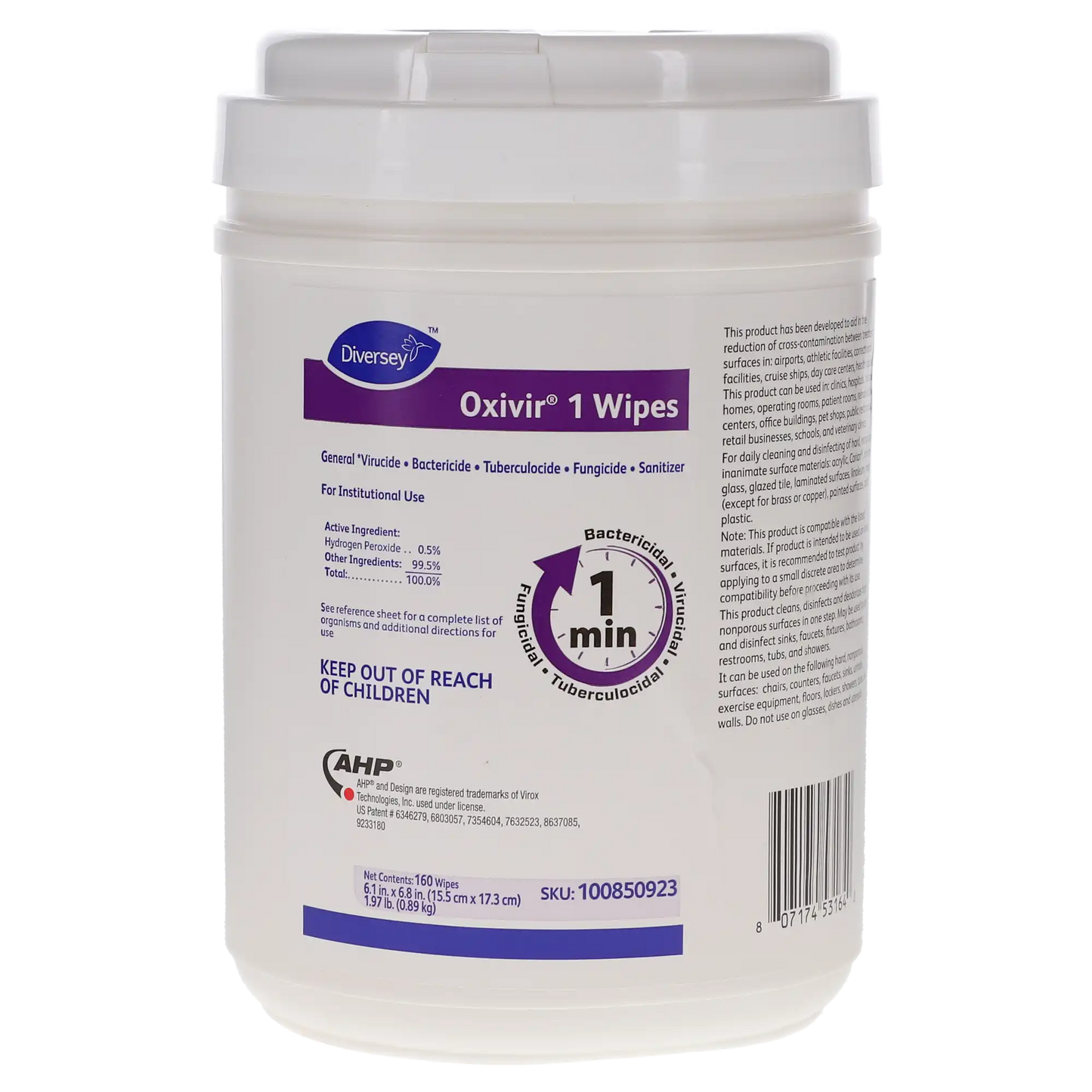 Diversey Oxivir 1 Surface Disinfection Wipes 160/Can