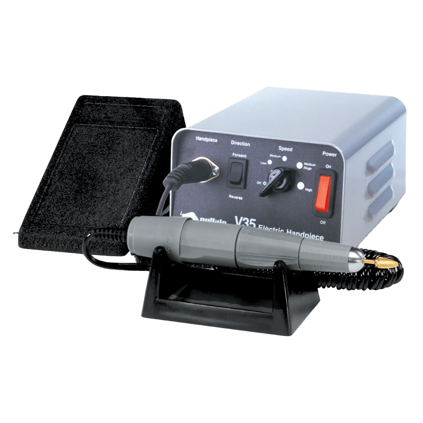 Buffalo - V35 Gray Electric Handpiece System Complete, 120V AC (Console + Gray HP + Foot Control)
