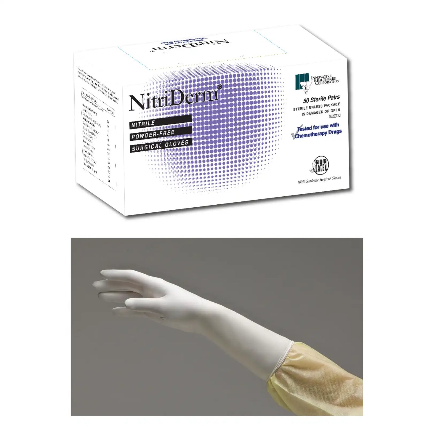 Nitriderm Nitrile Sterile Surgical Gloves 50pr/Bx Size 6.0