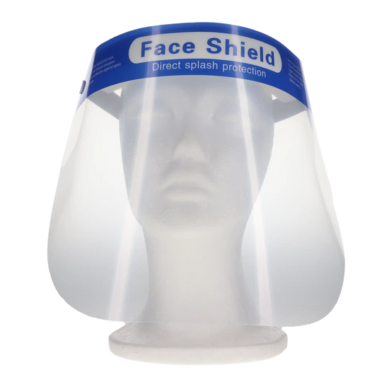 HSB - Disposable Face Shield , 32cm x 22cm, Blue form. Anti-fog on both sides.
