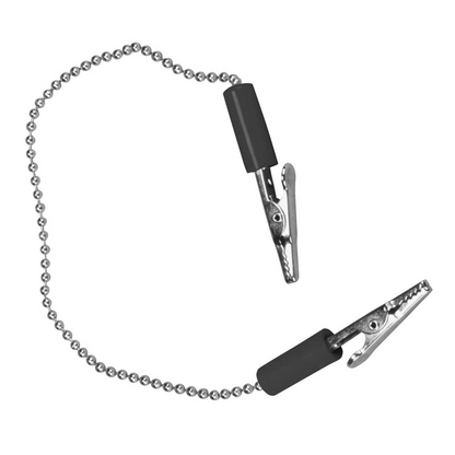 Palmero - 15" Chain Napkin Bib Holder, White, Chrome-plated alligator clips