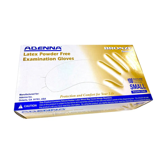 Adenna Bronze X-Small Latex Exam Gloves PF, Textured