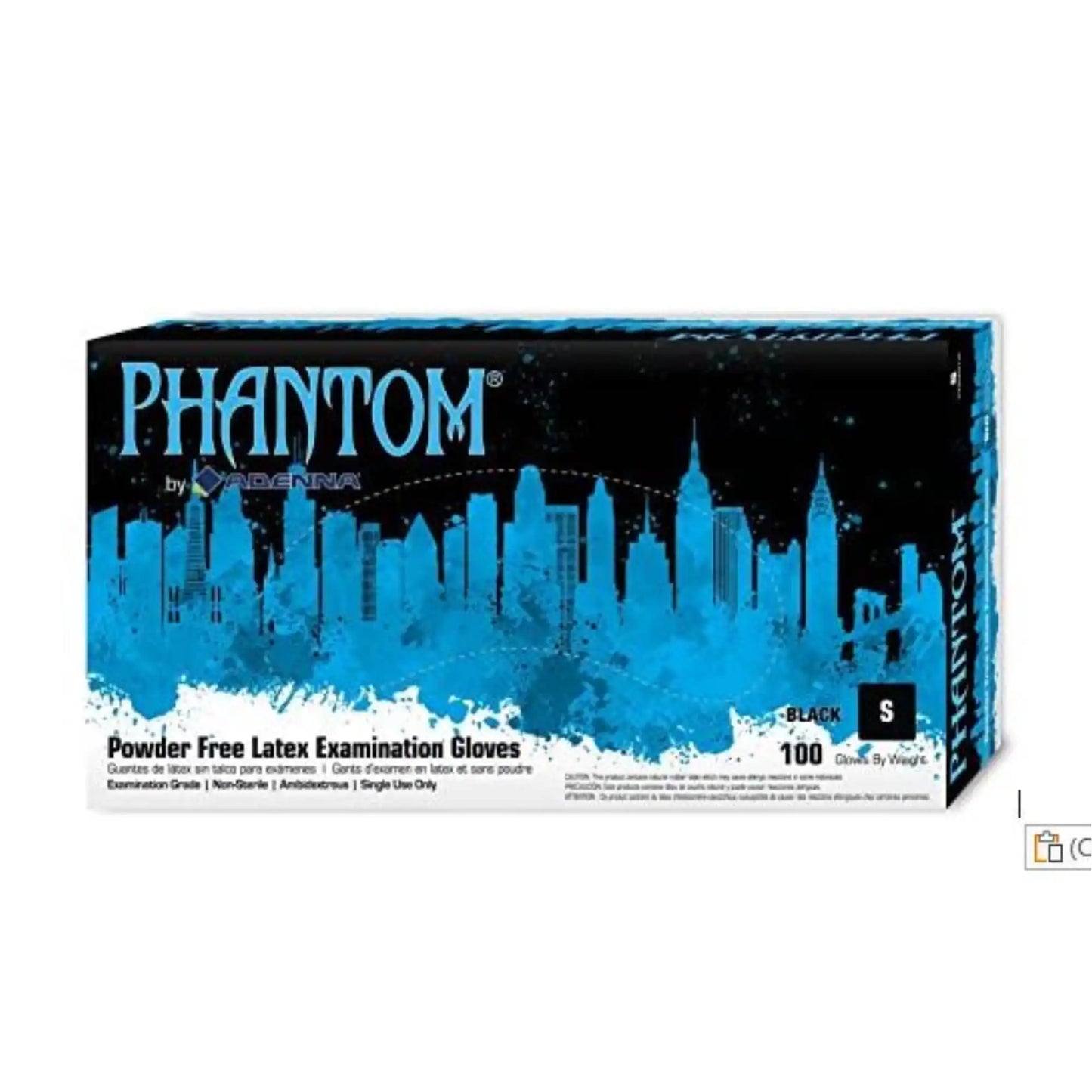 Adenna Phantom Latex Exam Gloves Small, Black Color, PF