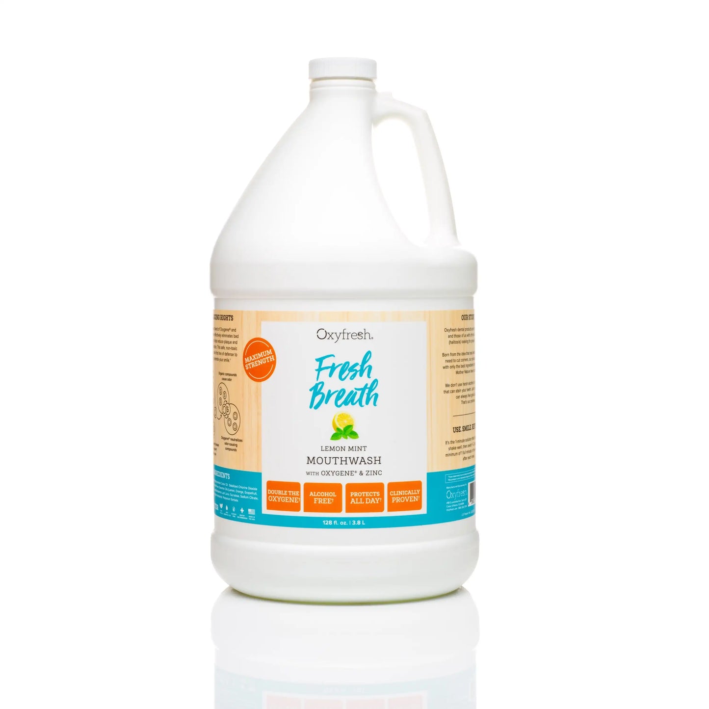 Oxyfresh - Fresh Breath Lemon Mint Mouthwash, 1 gal (Pump Included)