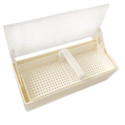 Plasdent - White Germicide Tray with Clear Lid, 10-3/8"L x 4"W x 3-1/4"H. Allows