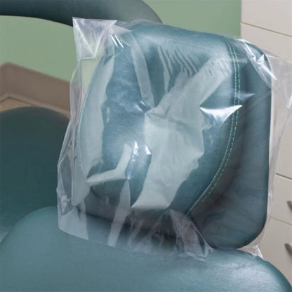 Plasdent - 11" x 9-1/2" Headrest Covers, Clear Plastic 250/Bx. Pleated