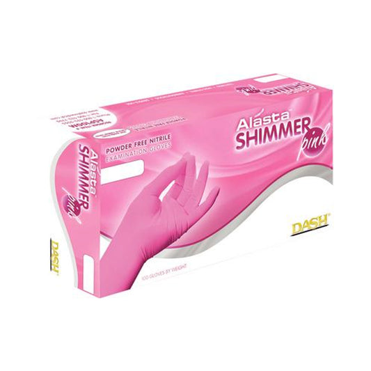 Dash Medical - Alasta PF Shimmer Pink Nitrile Glove M 100/Bx
