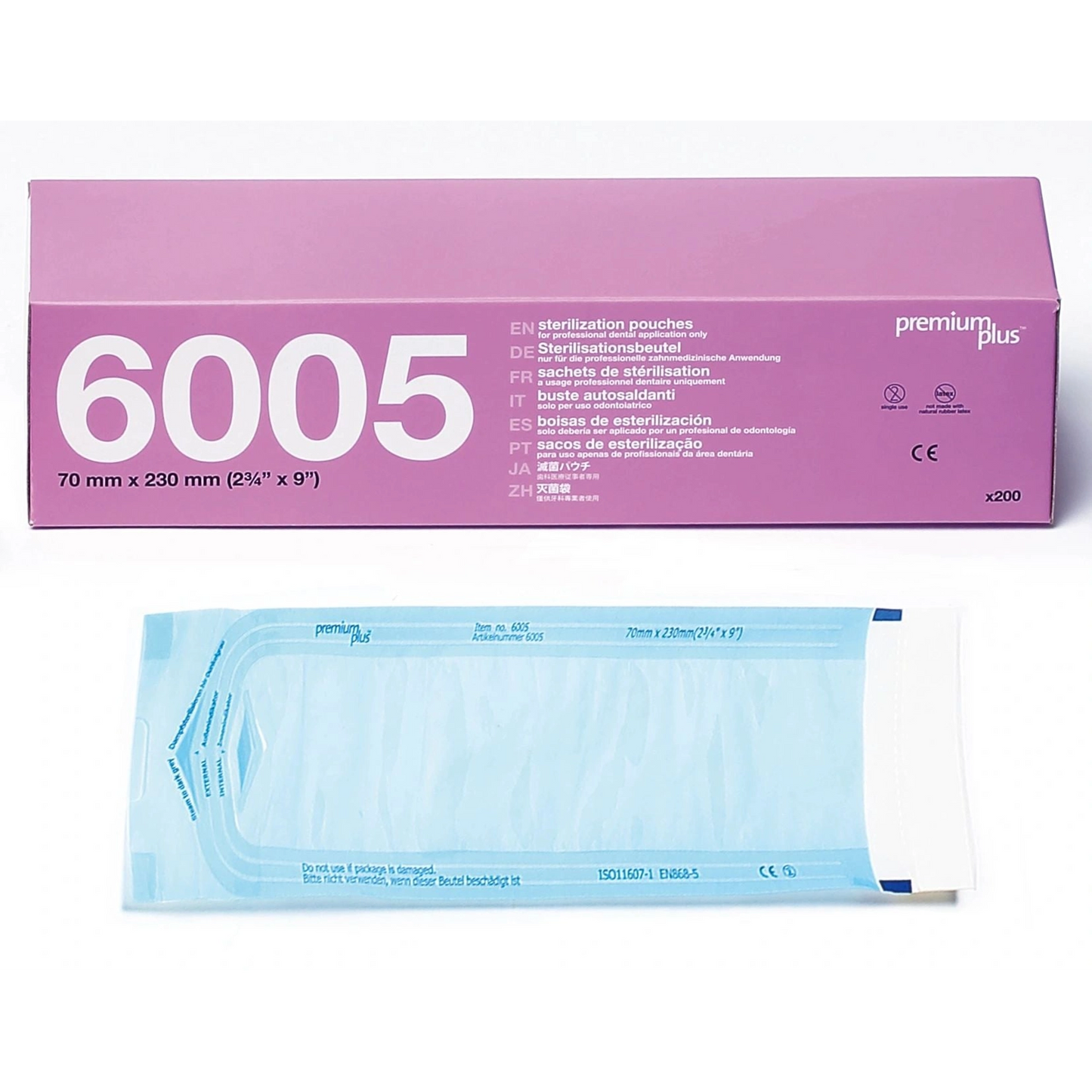 Premium Plus - Sterilization Pouches 2.75 x 9", 200 pcs/box <SPECIAL PRICE>