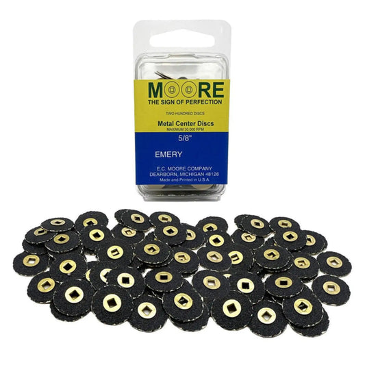 EC Moore - Paper Discs Brass Center 5/8" Emery Medium 200/Pk