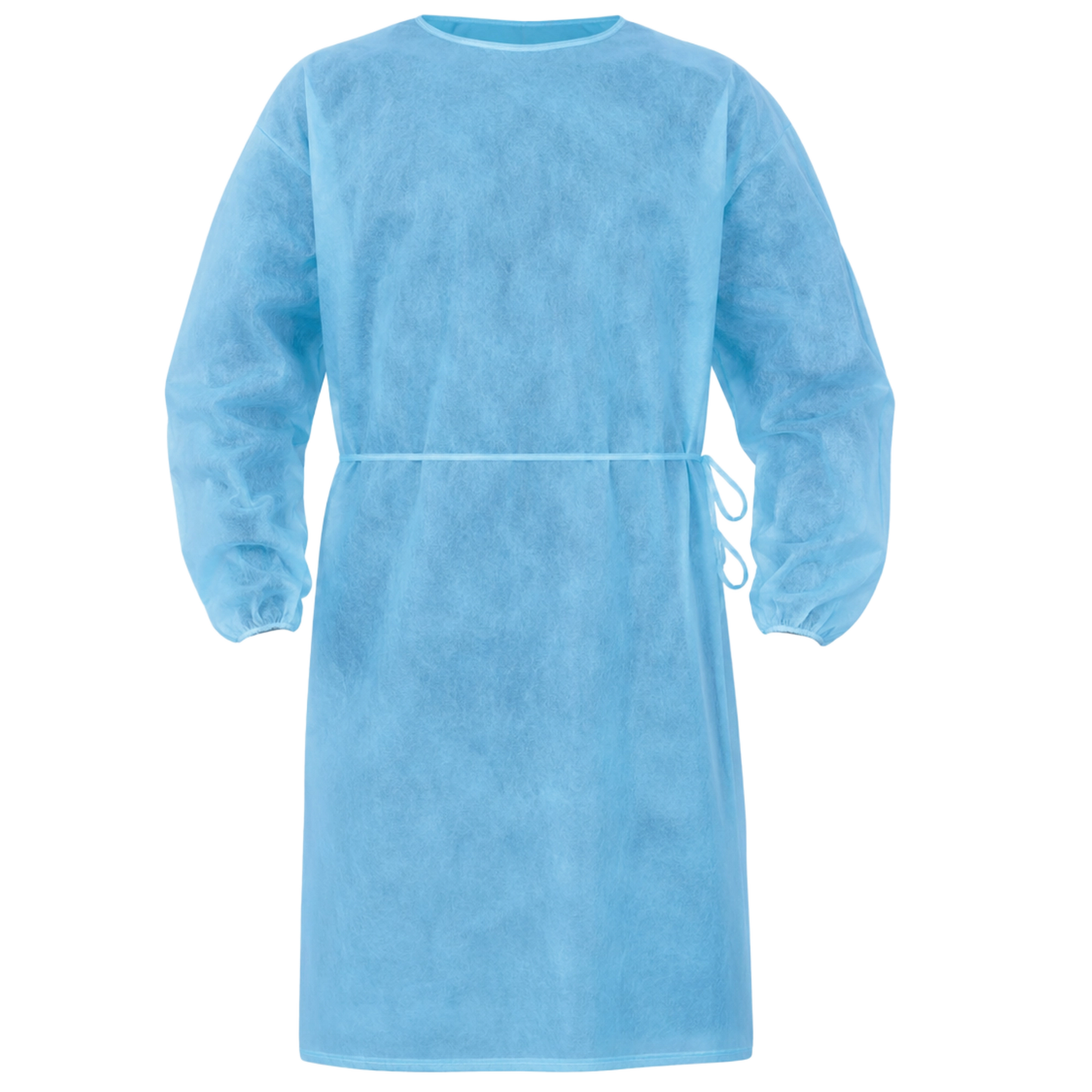 Safe-Dent Non-Woven Isolation Gown Blue with Elastic Cuffs, Two Ties, 100/Pk