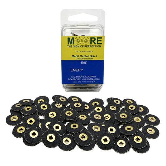 EC Moore - Paper Discs Brass Center 5/8" Emery Coarse 200/Pk