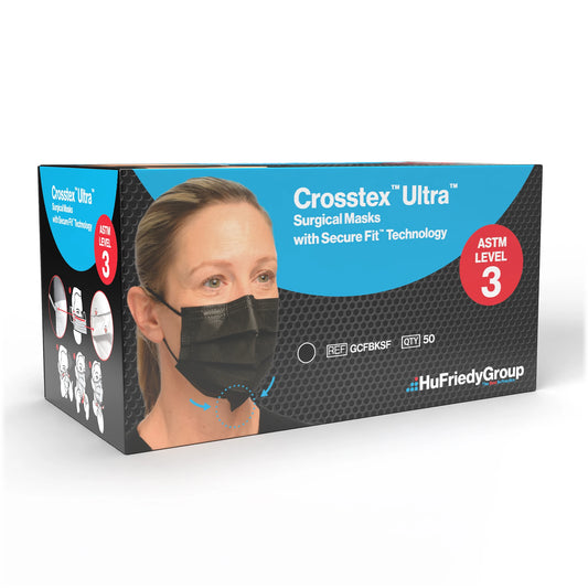 Crosstex Surgical Mask w/Secure Fit Level-3 50/Pk Black
