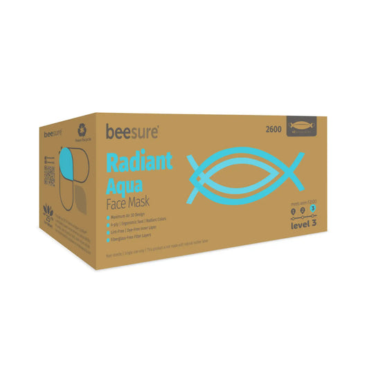 BeeSure Radiant Masks Level-3 40/Pk Aqua