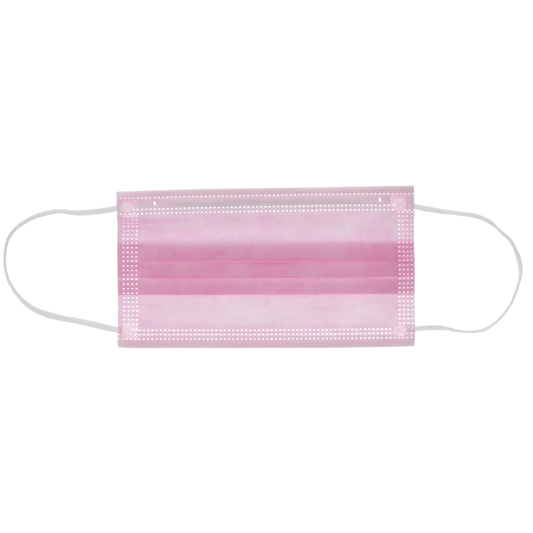 HSB - Earloop 3-PLY Masks 50/Bx ASTM 2 Pink BFE=>98, PFE=>98, Synthetic Blood 120 mmHg