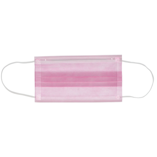 HSB - Earloop 3-PLY Masks 50/Bx ASTM 3 Pink  BFE=>98, PFE=>98, Synthetic Blood 160 mmHg