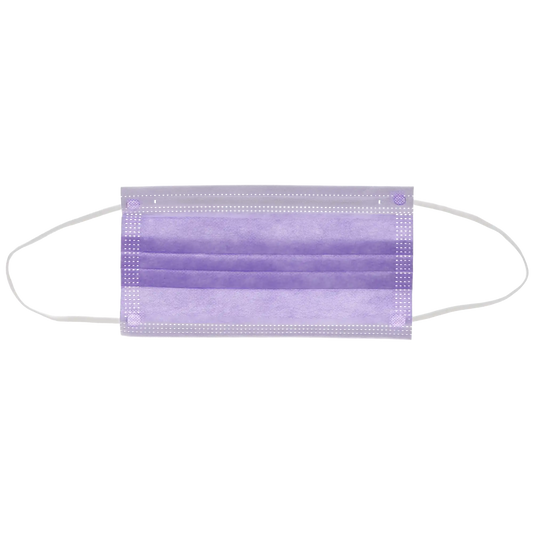HSB - Earloop 3-PLY Masks 50/Bx ASTM 3 Lavender  BFE=>98, PFE=>98, Synthetic Blood 160 mmHg