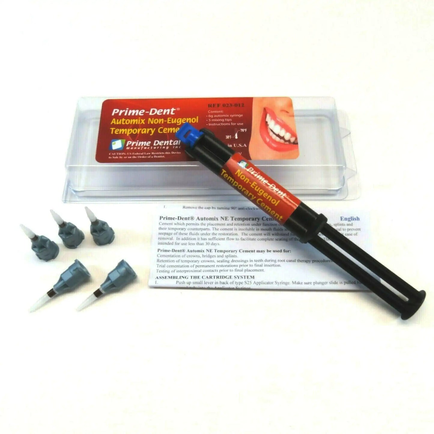 Prime-Dent - Automix Non-Eugenol Temporary Cement. 1 x 6g syringe with 5 tips