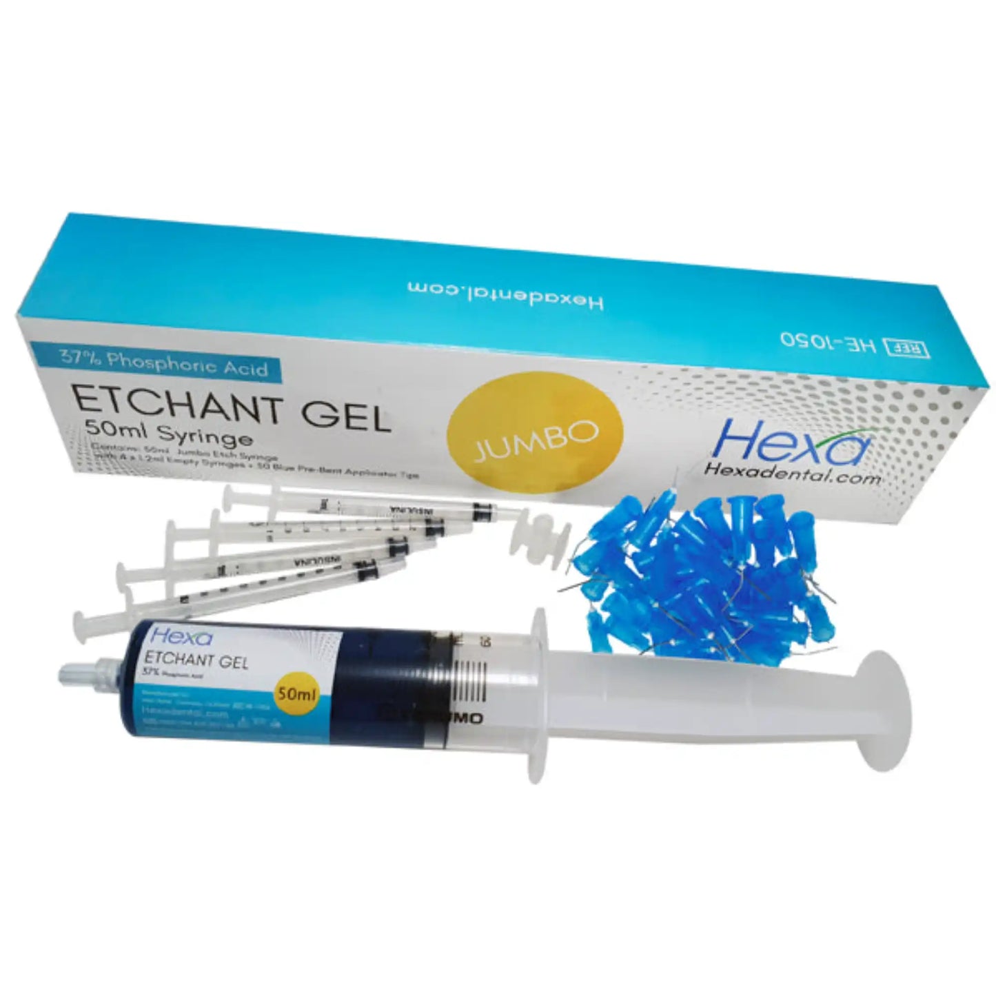 Hygedent - Hexa Etch Gel 37% , 50ml , Syringes Blue JUMBO, HE-1050