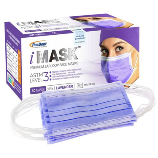 Pac-Dent - iMask ASTM Level 3 Ear-Loop Masks, Lavender, 50/Box