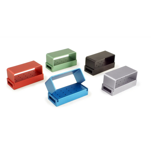 Pac-Dent - Bur Blocks, Aluminum, with Cover, FG, 15-Hole, Green, 1/Pk