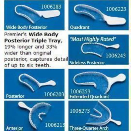 Premier - Triple Tray - 3/4 Arch Bite Trays, Box of 35