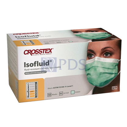 Crosstex - Isofluid Earloop Masks Green 50/Bx ASTM 1
