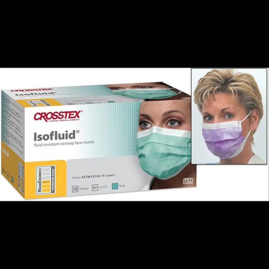 Crosstex - Isofluid - Face Mask - Earloop 50-box - Teal