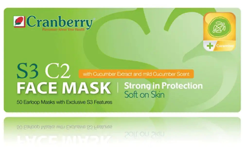 Cranberry S3 - C2 Face Masks, 50/Bx - Blue