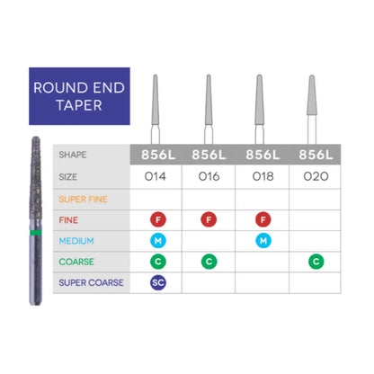 3D - Sabur - Long Round End Taper Diamonds 856L-018F 10/Pk