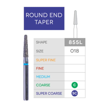 3D - Sabur - Round End Taper Diamonds 855L-018SC 10/Pk