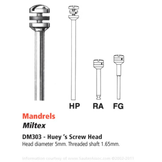 Miltex - 303 Huey's Screw HP Mandrels 12/pk