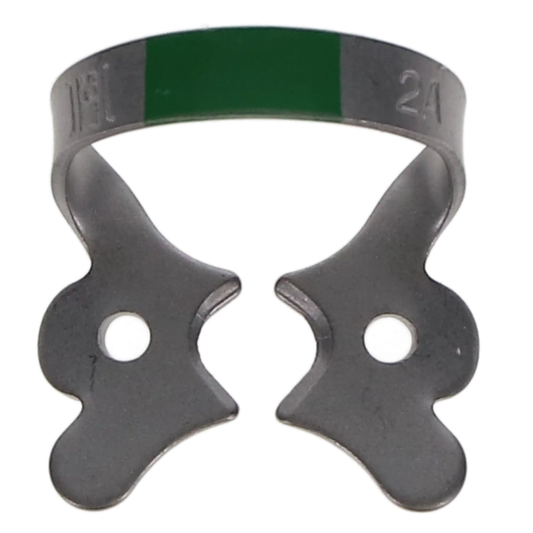 Coltene - Hygenic Fiesta Color Coded Clamps. #2A (green) winged metal dam clamp