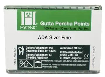 Coltene - Hygenic Fine Gutta Percha Points, box of 100 individual natural color points